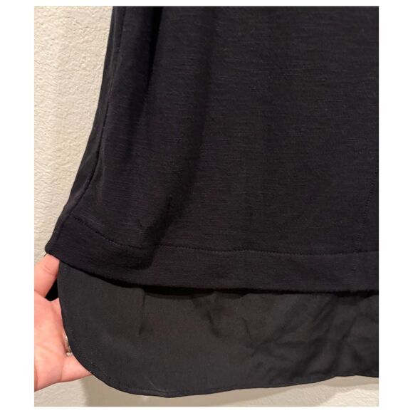 J.CREW Drapey Sleeveless Silky Hem Keyhole Back Black Tunic Tank Top - Picture 3 of 5